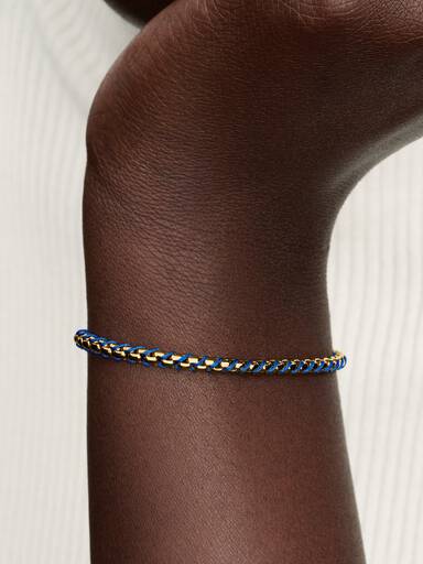 Brazalete de cadena tipo caja de cordón azul