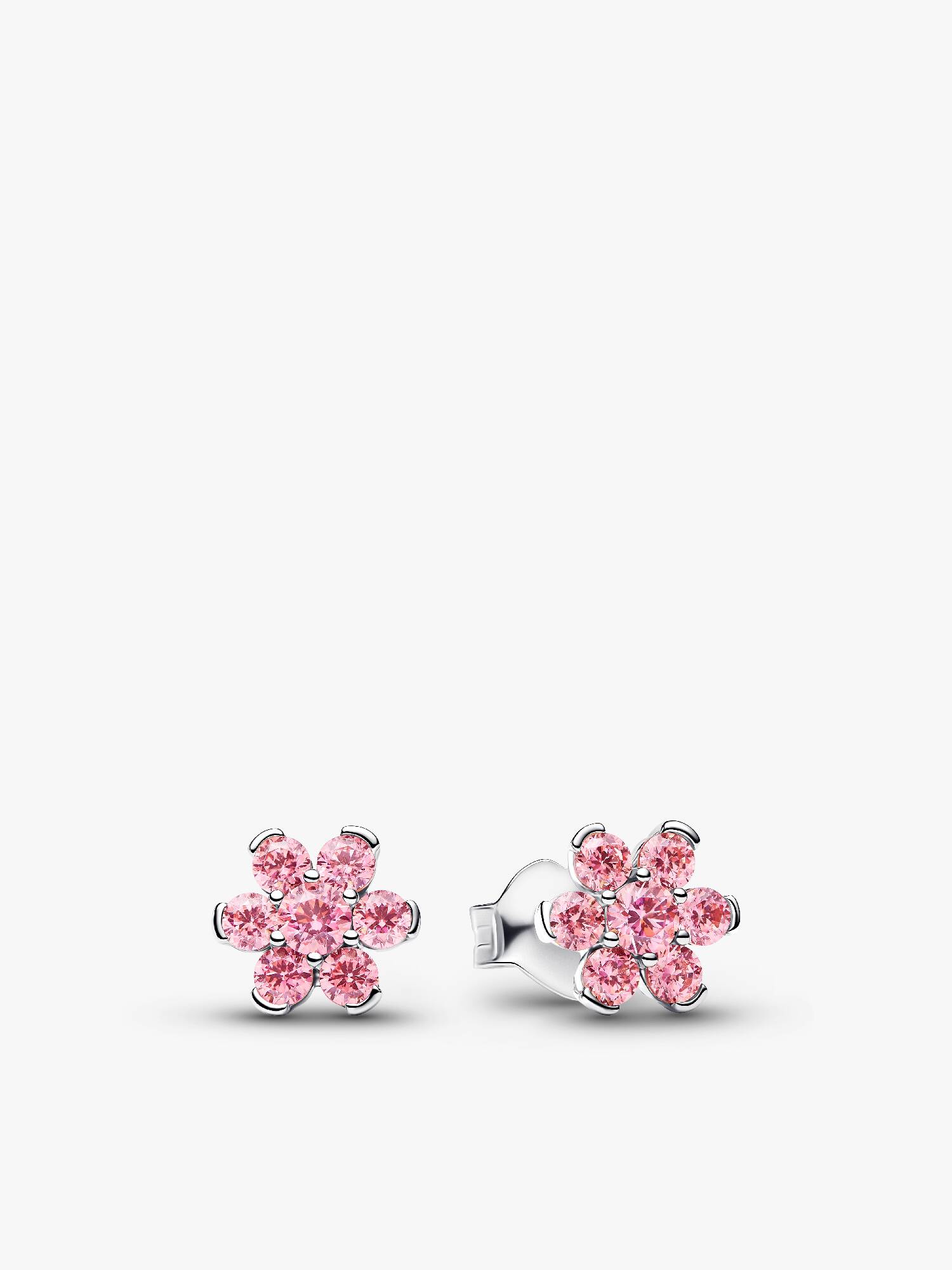 Aretes de botón Flor Rosa Reluciente