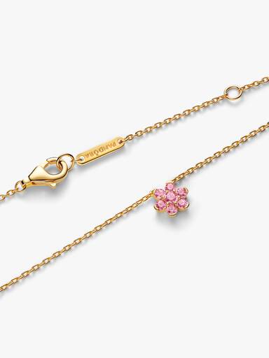 Collar con Colgante Flor Rosada resplandeciente