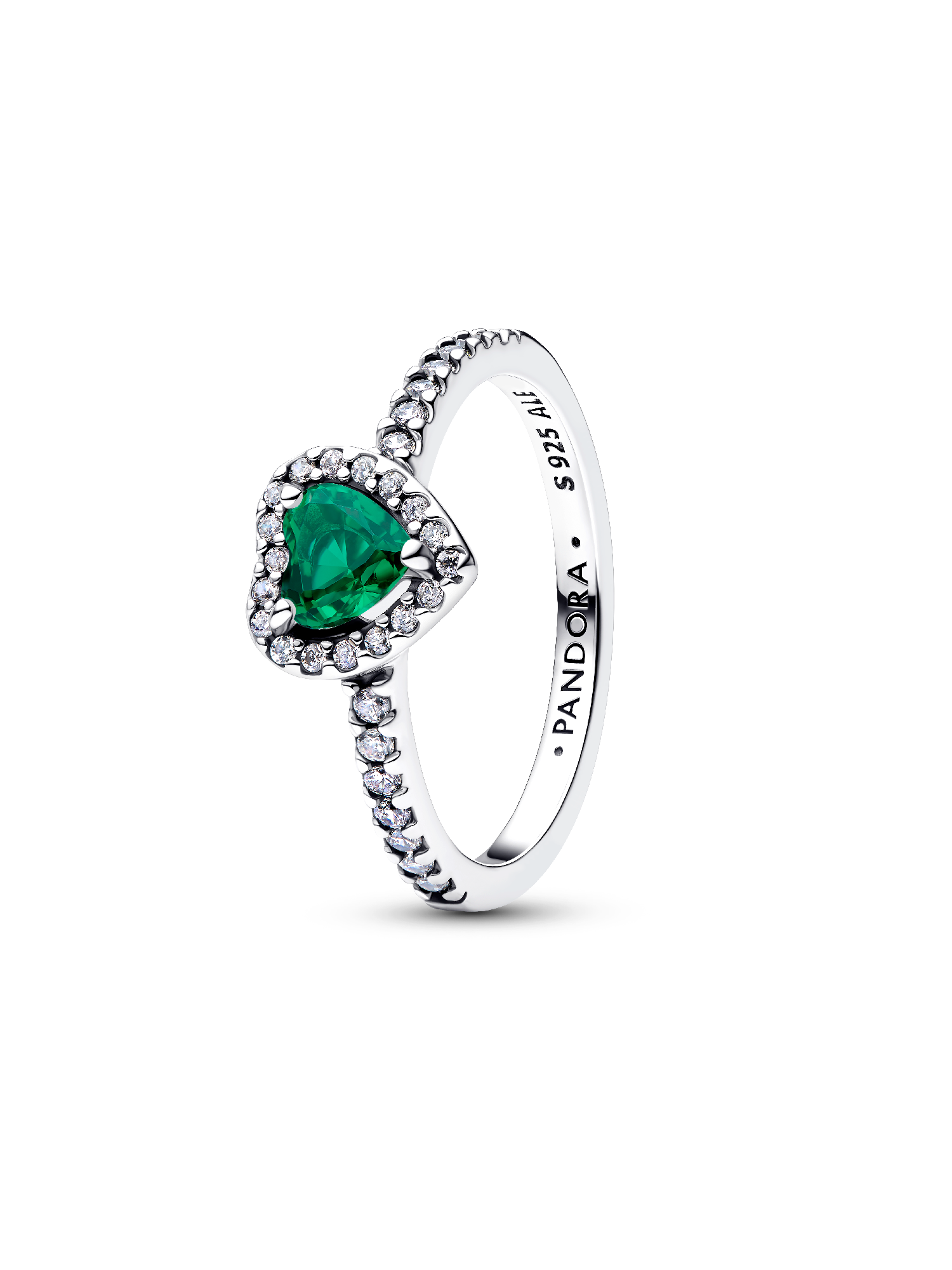 Anillo Corazón elevado verde real