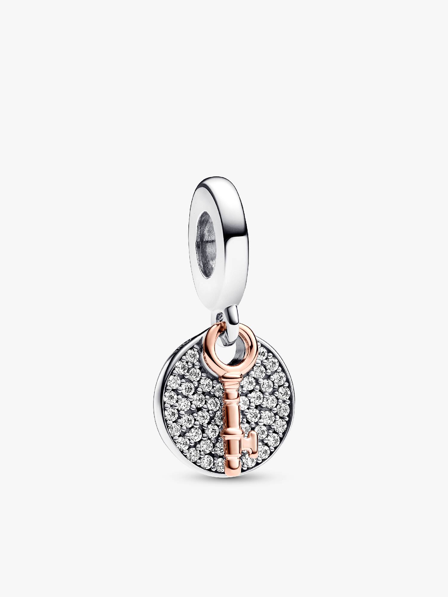 Charm Colgante Doble Llave de la Felicidad en Dos Tonos