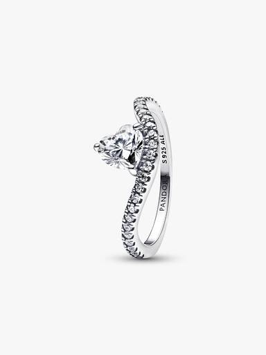 Anillo Corazón Ondulado Pavé