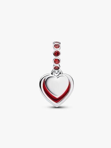 Charm colgante doble Corazón rojo de cristal Murano
