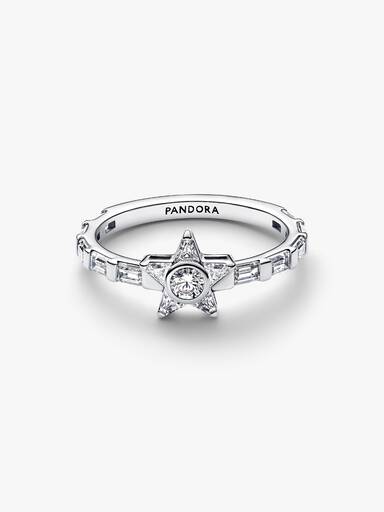 Anillo Estrella reluciente talla baguette