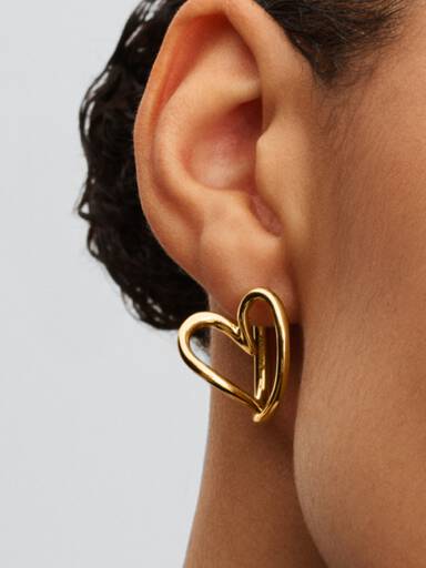 Aretes de aro corazón con forma orgánica