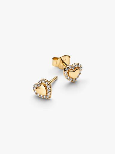 Aretes de botón Corazón con halo