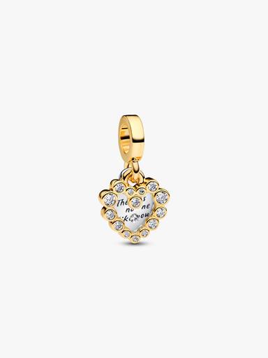 Charm Colgante Doble Corazón Brillante Dorado