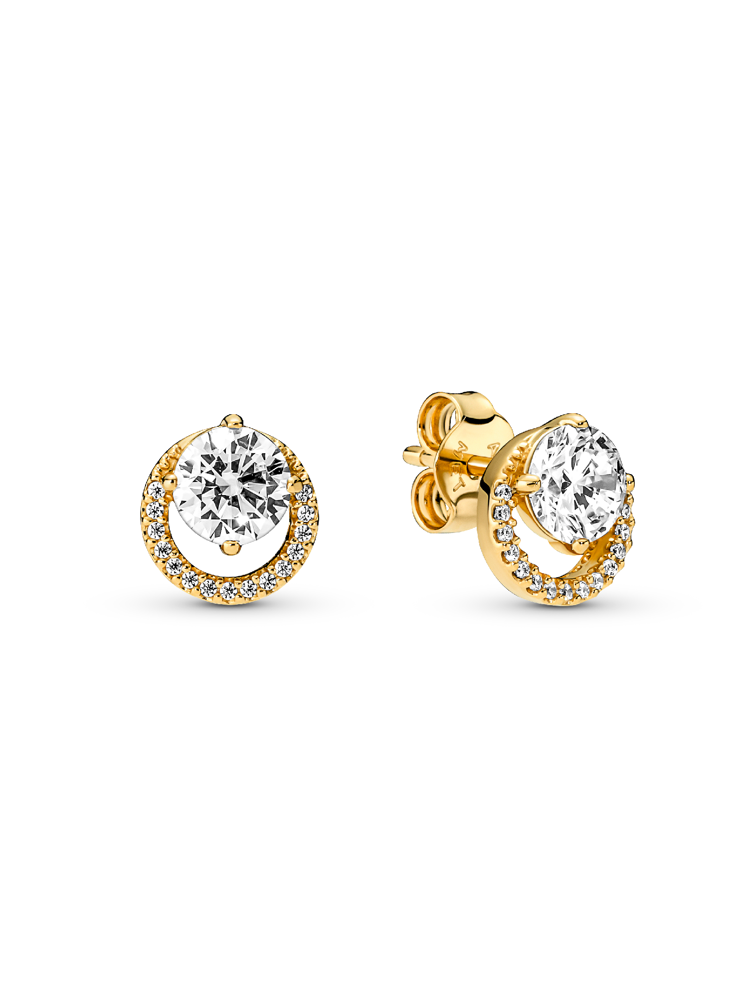 Aretes de botón Halo redondo reluciente