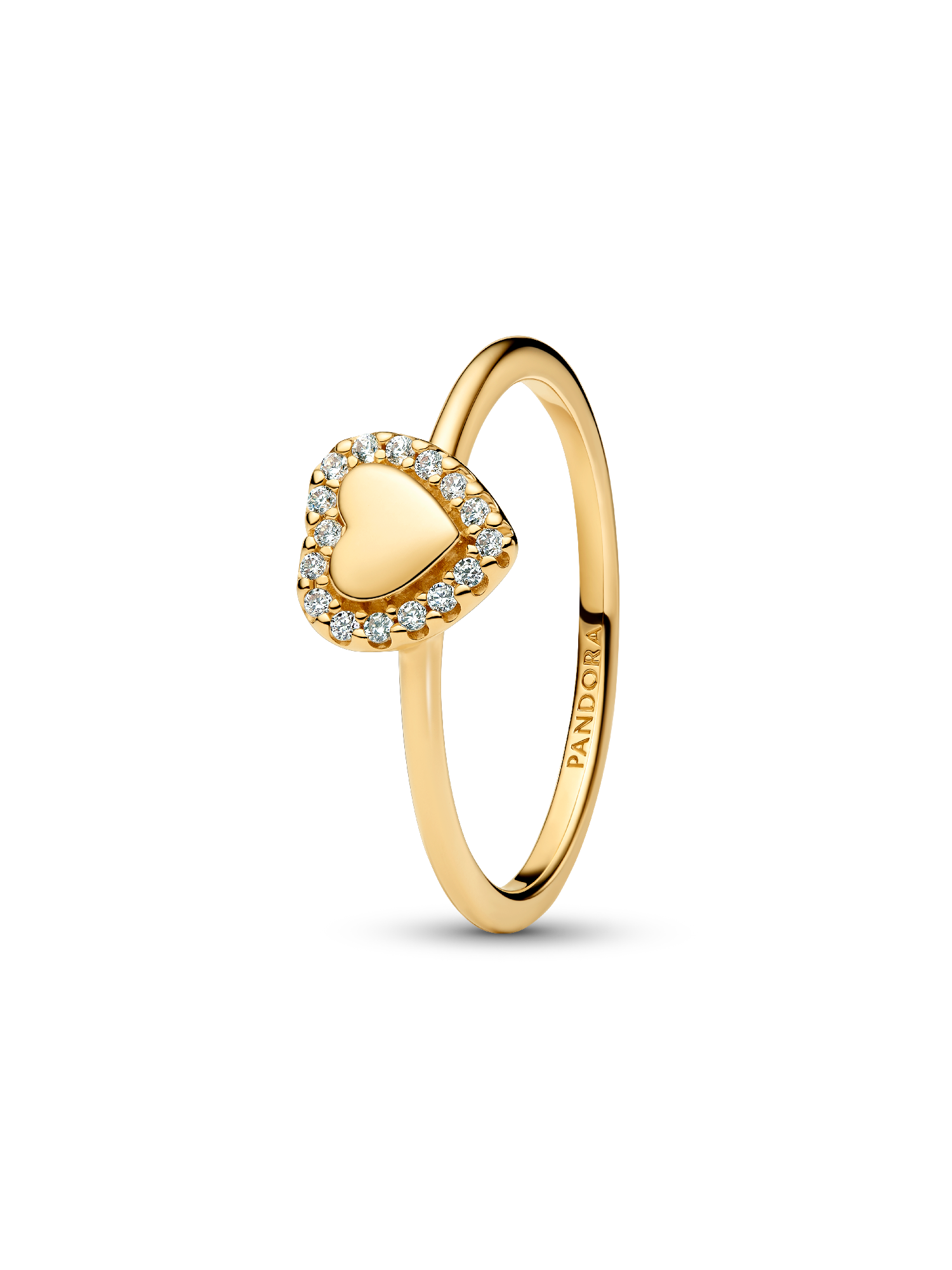 Anillo Halo y Corazón Grabable Dorado