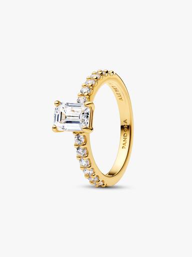 Anillo Halo rectangular reluciente