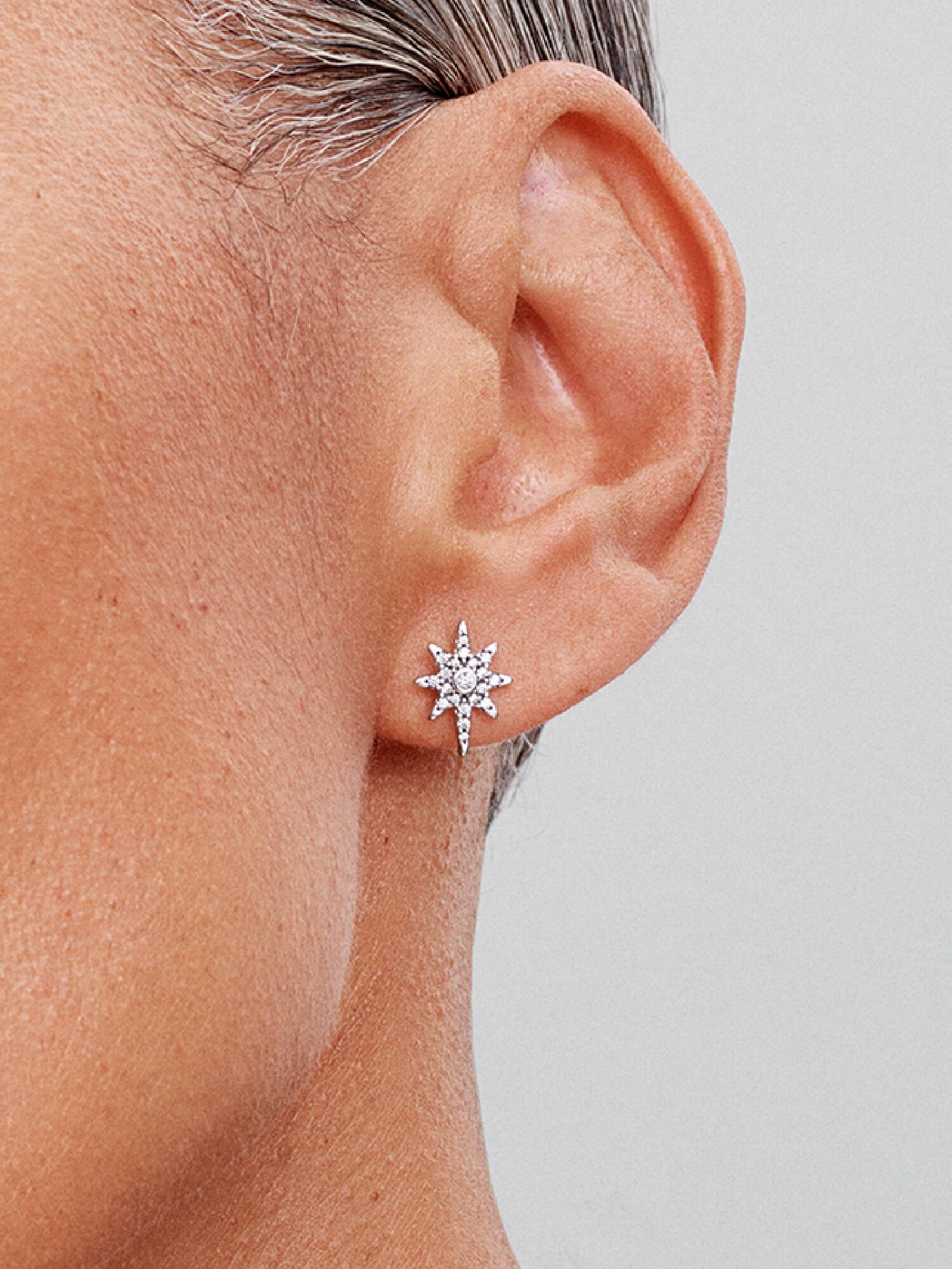 Aretes de botón Estrella Polar Brillante