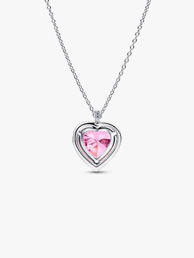 Collar collier Corazón con halo rosa