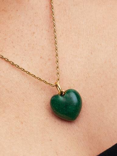 Charm Colgante Corazón acolchado Verde