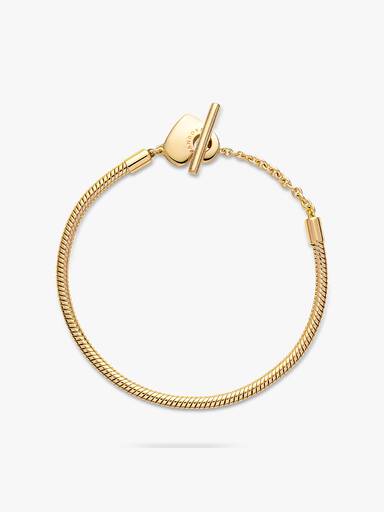 Brazalete cadena de serpiente corazón con barra T