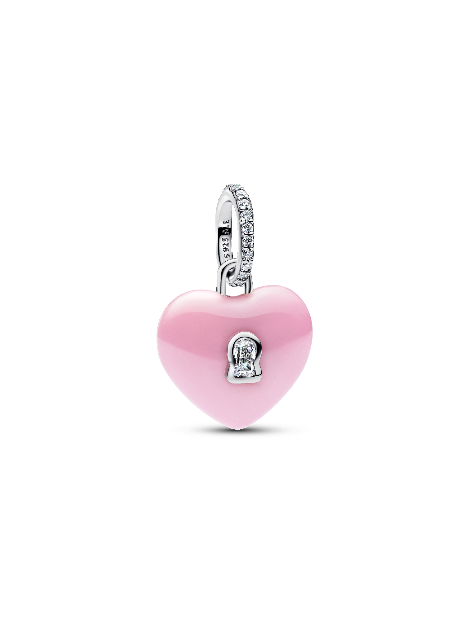 Charm colgante Candado corazón de ceramica rosa