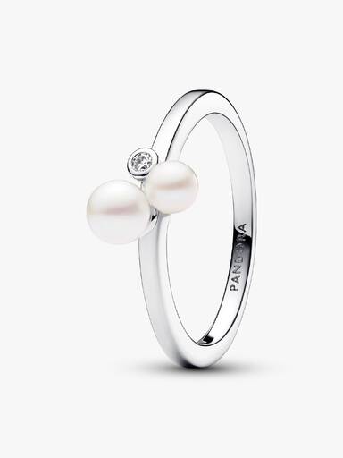 Anillo Dúo de Perlas Cultivadas de Agua Dulce Tratadas