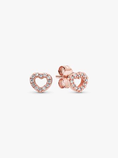 Aretes de botón Corazón abierto