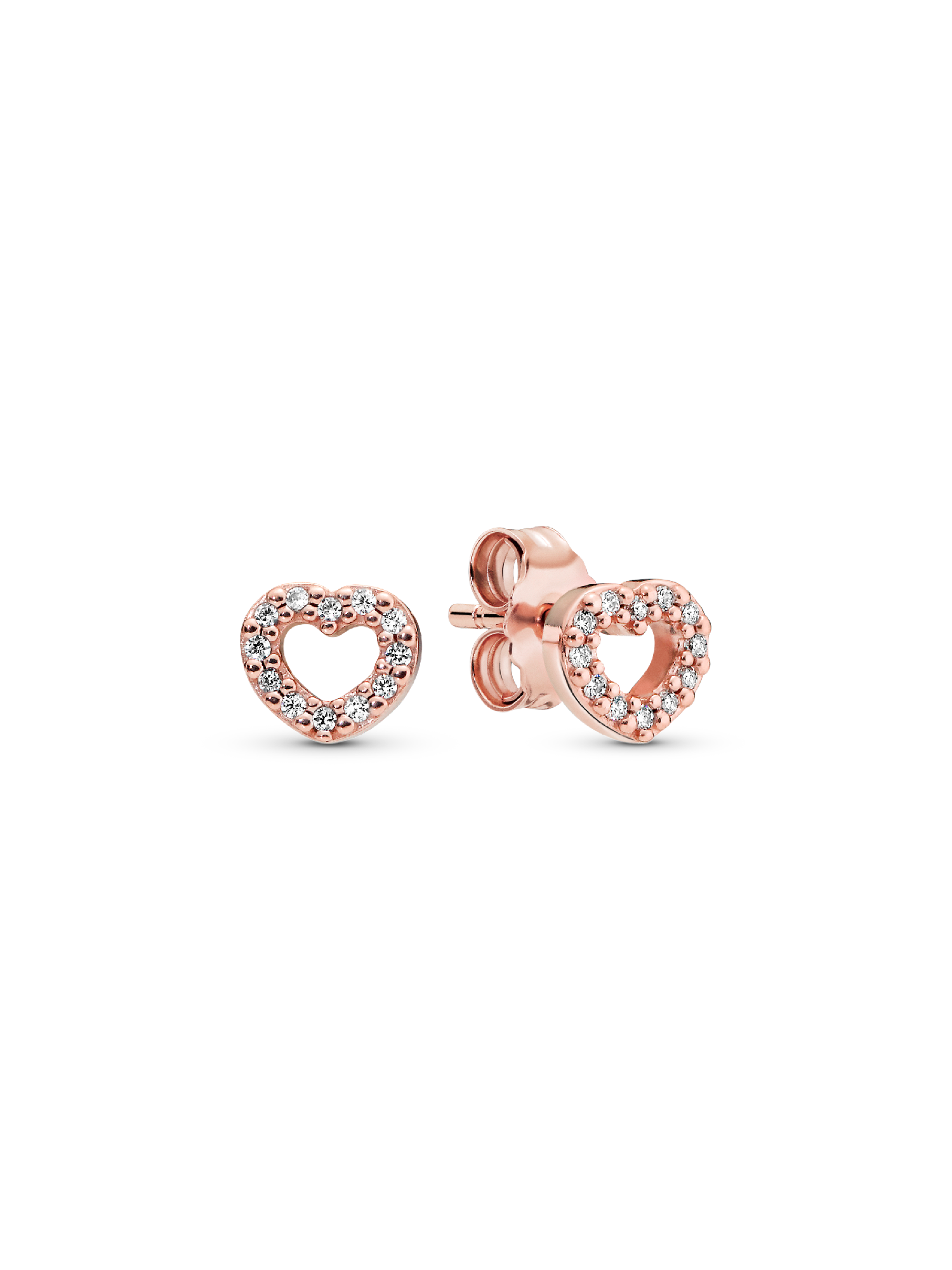 Aretes de botón Corazón abierto