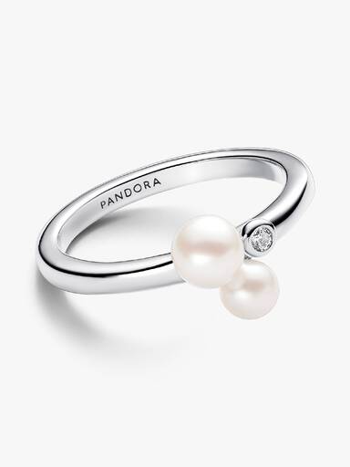 Anillo Dúo de Perlas Cultivadas de Agua Dulce Tratadas
