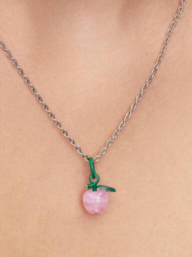 Charm Manzana rosada de cristal Murano