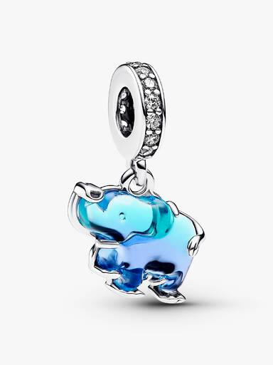 Charm colgante Elefante de cristal Murano azul