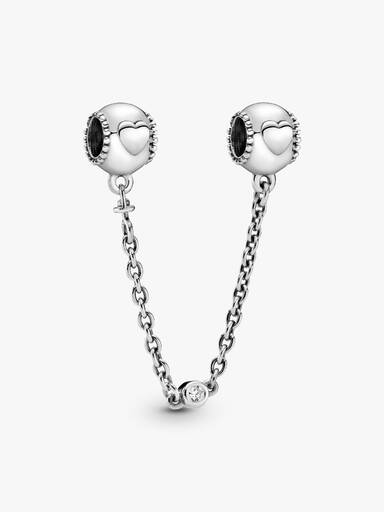 Cadena de seguridad Charm Corazones en relieve