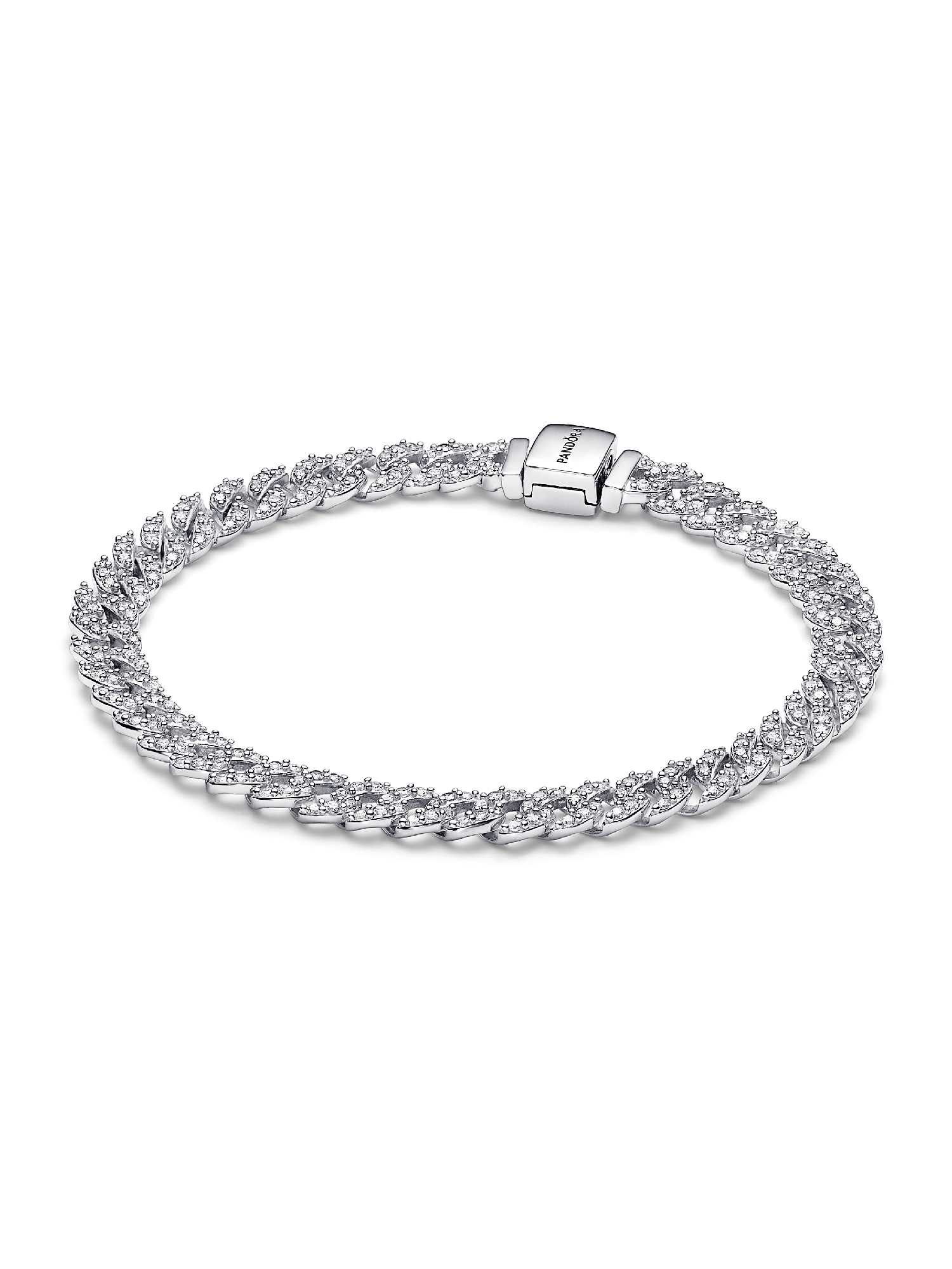 Brazalete de cadena cubana en pavé de Pandora Timeless