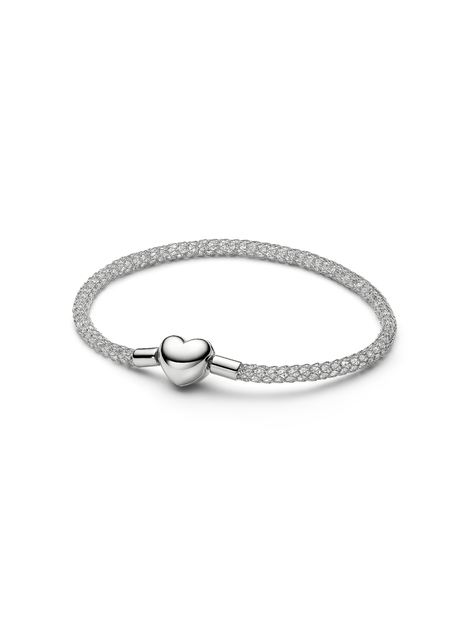 Pulsera de malla brillante con broche de corazón 