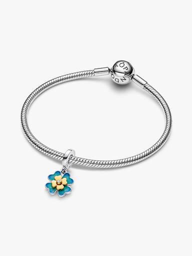 Charm Colgante Giratorio Trébol de Cuatro Hojas con Diamante Cultivado en Laboratorio