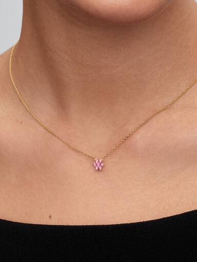 Collar con Colgante Flor Rosada resplandeciente