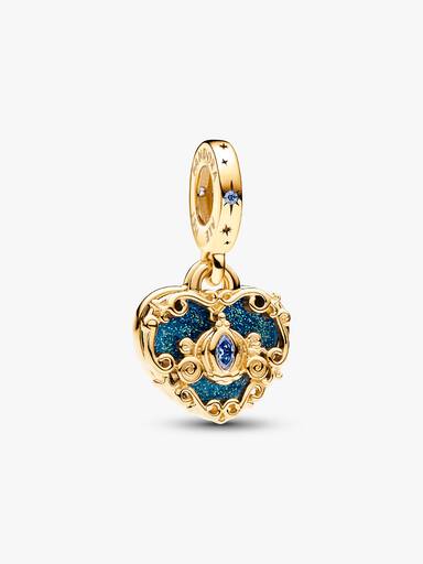 Charm Colgante Doble Carruaje y Corazón de Cenicienta de Disney