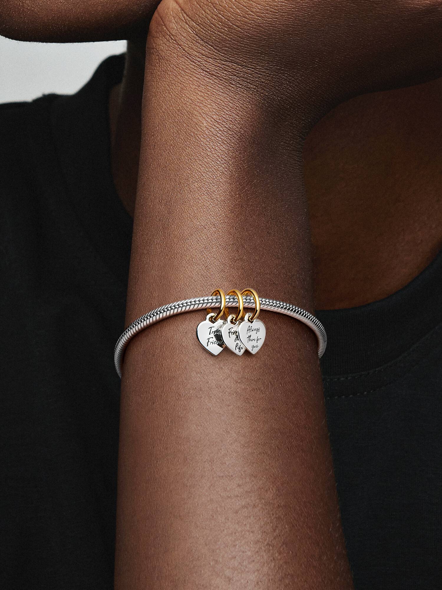Charm Colgante Triple Divisible de Amistad, en Dos Tonos