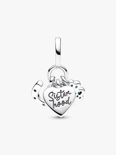 Charm Colgante Triple de Trébol de Cuatro Hojas, Corazón y Herradura