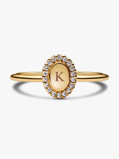 Anillo Halo Ovalado Grabable