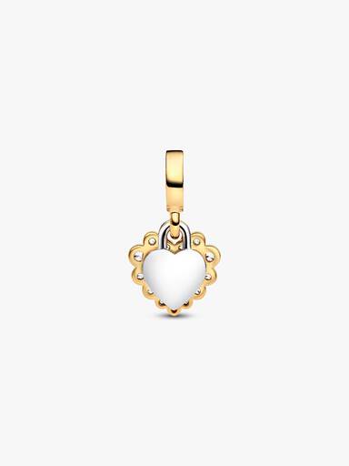 Charm Colgante Doble Corazón Brillante Dorado