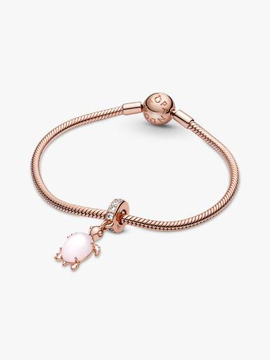 Charm colgante Tortuga de mar rosa de cristal Murano Recubrimiento en Oro Rosa 14k