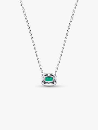 Collar con pendiente Halo verde brillante rectangular