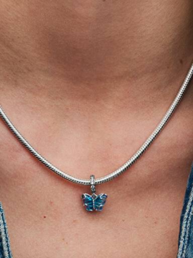 Charm Colgante Mariposa de Cristal Murano azul