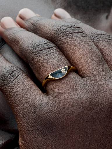 Anillo Medio Sello Esmaltado