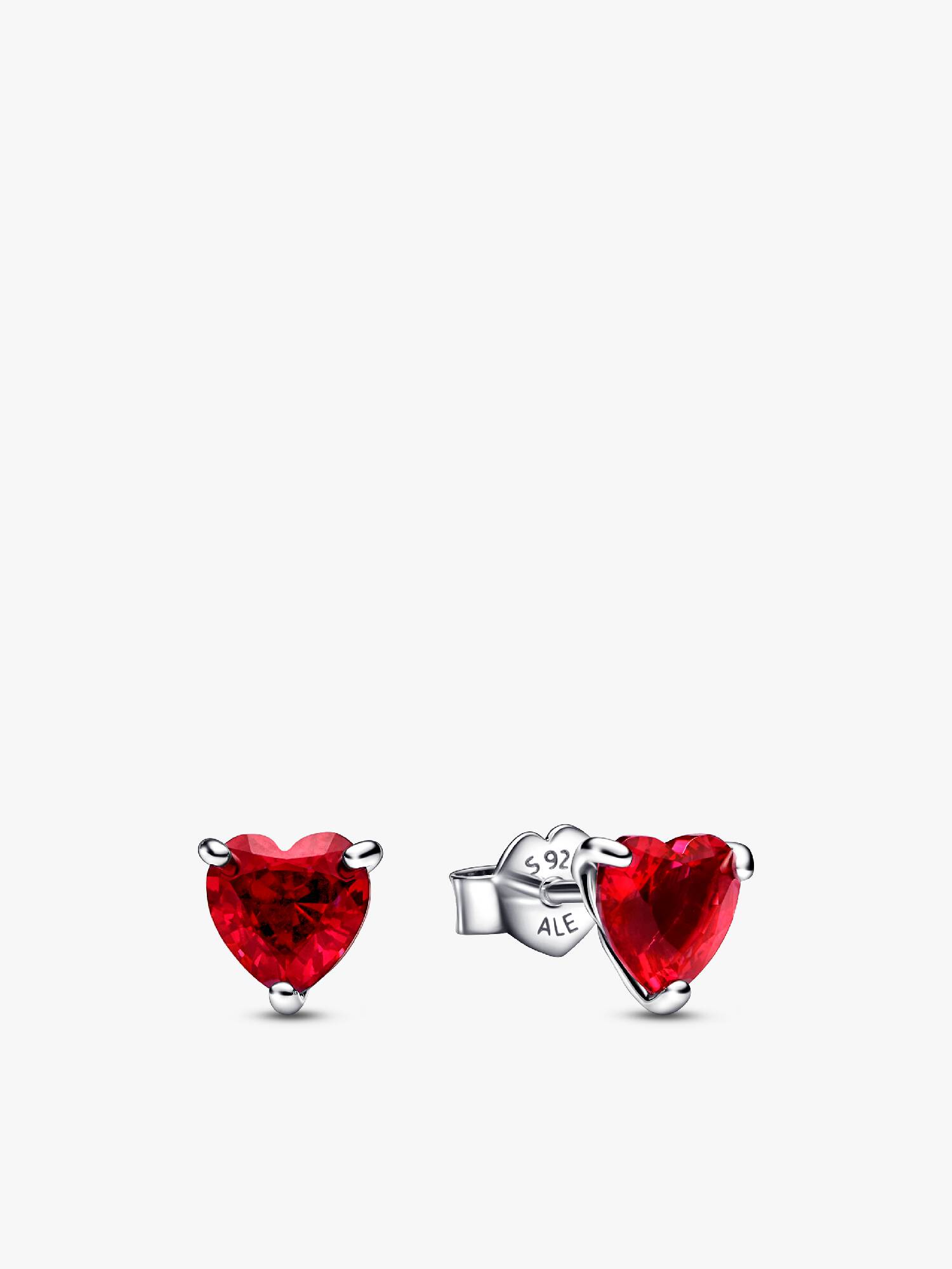 Aretes de botón Corazón rojo