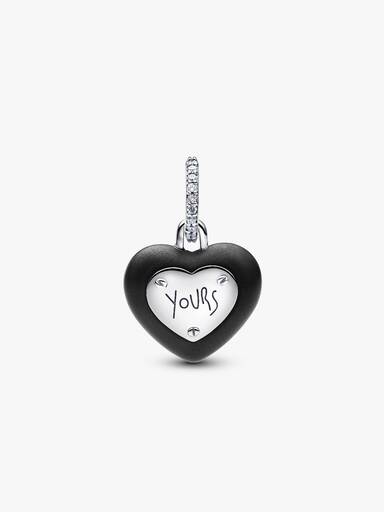 Charm Colgante Candado de Corazón de Cerámica Negro Mate