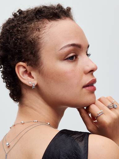 Aretes de aro Pavé Cruzado