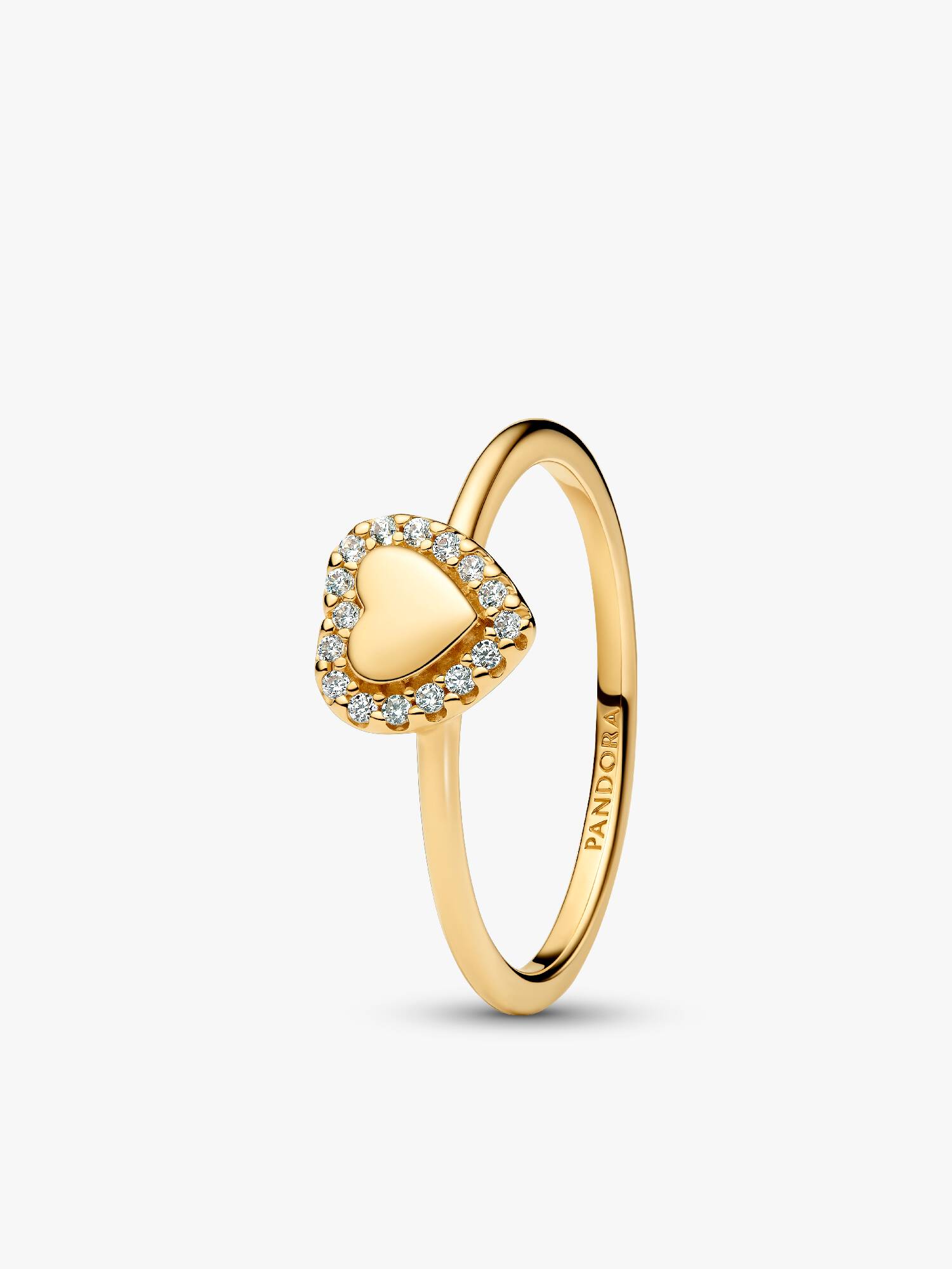 Anillo Halo y Corazón Grabable Dorado