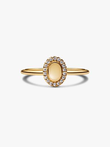 Anillo Halo Ovalado Grabable