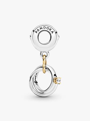 Charm colgante de dos tonos Anillos de boda en oro de 14k
