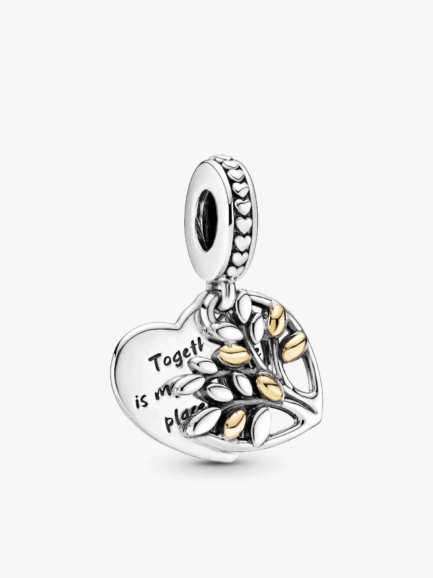 Family tree sterling silver and 14k dangle
