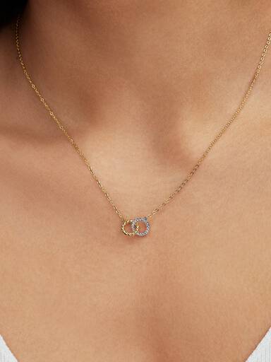 Collar Círculos Entrelazados de Cuentas y Pavé