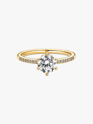 Anillo solitario Corona reluciente transparente