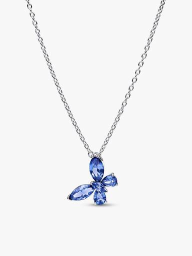 Juego de collar y aretes Mariposa azul invierno