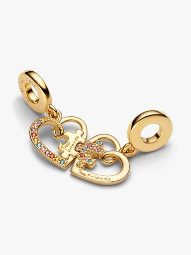 Charm Colgante pieza de rompecabezas divisible en forma de corazones